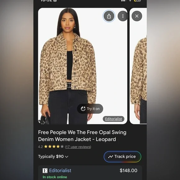 NWT! Free People Leopard Print Denim Jacket - Picture 7 of 9